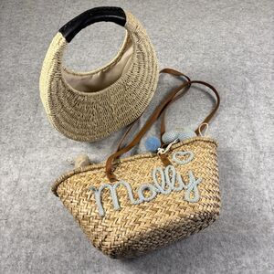 Wicker Woven Basket Bag Purse - Molly & Plain - Lot of 2 - 11" x 13" & 9" x 14"